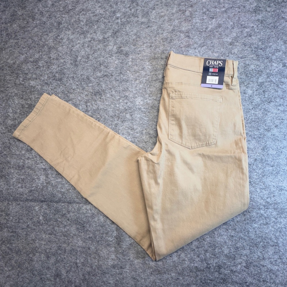 Chaps Womens Khaki‎ Stretch Trouser Pants Slim Straight Size 4 NWT 1716691